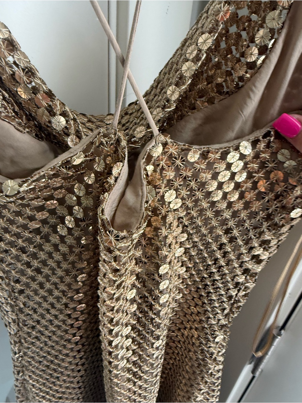 Zara Metallic Gold Chainmail Slip Maxi Dress - Picture 6 of 13